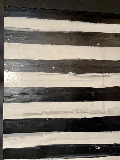 Lynn Basa Encaustic Black and White Stripe Panel Not So Simple 2012
