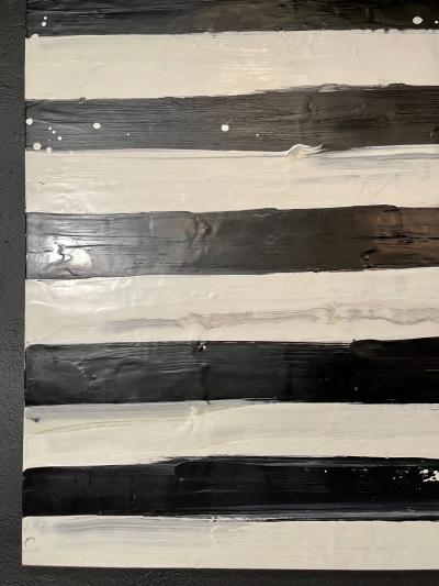 Lynn Basa Encaustic Black and White Stripe Panel Not So Simple 2012
