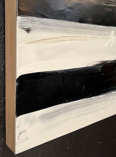 Lynn Basa Encaustic Black and White Stripe Panel Not So Simple 2012