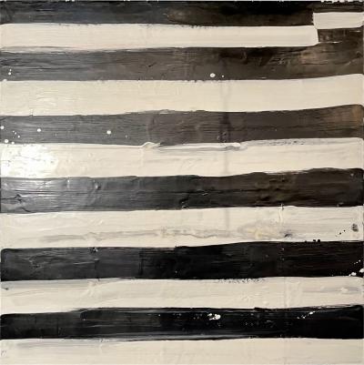 Lynn Basa Encaustic Black and White Stripe Panel Not So Simple 2012