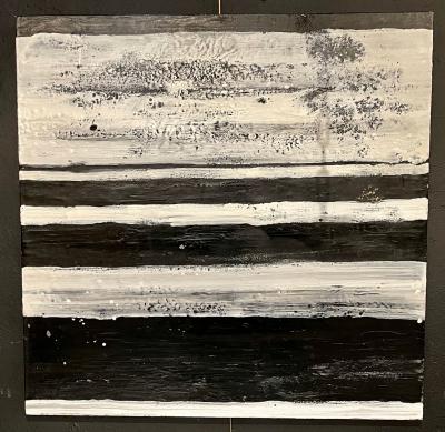 Lynn Basa Encaustic Black and White Stripe Panel The Speckled 2013