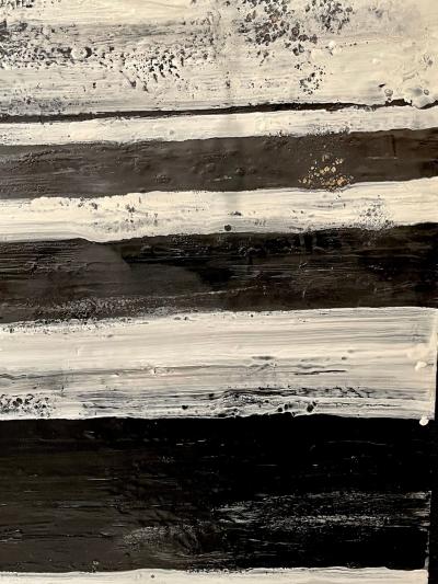 Lynn Basa Encaustic Black and White Stripe Panel The Speckled 2013