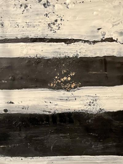 Lynn Basa Encaustic Black and White Stripe Panel The Speckled 2013