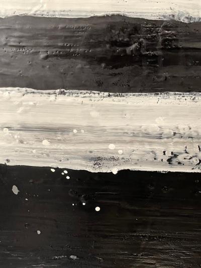 Lynn Basa Encaustic Black and White Stripe Panel The Speckled 2013