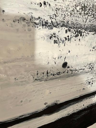 Lynn Basa Encaustic Black and White Stripe Panel The Speckled 2013