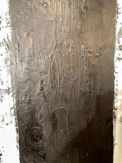 Lynn Basa Encaustic Black and White Stripe Panel Three Ways of Looking Black 