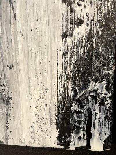 Lynn Basa Encaustic Black and White Stripe Panel Three Ways of Looking Black 