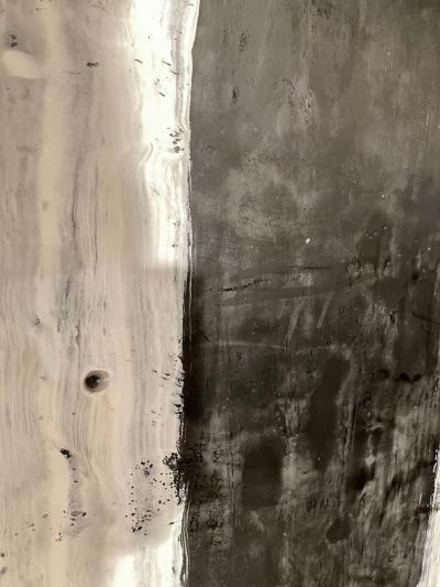 Lynn Basa Lynn Basa Encaustic Black and White Stripe Panel Camino 2018