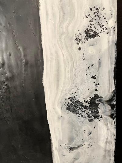 Lynn Basa Lynn Basa Encaustic Black and White Stripe Panel Camino 2018