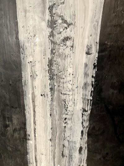 Lynn Basa Lynn Basa Encaustic Black and White Stripe Panel Camino 2018