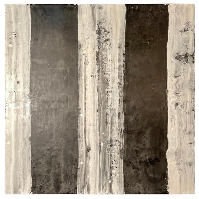 Lynn Basa Lynn Basa Encaustic Black and White Stripe Panel Camino 2018