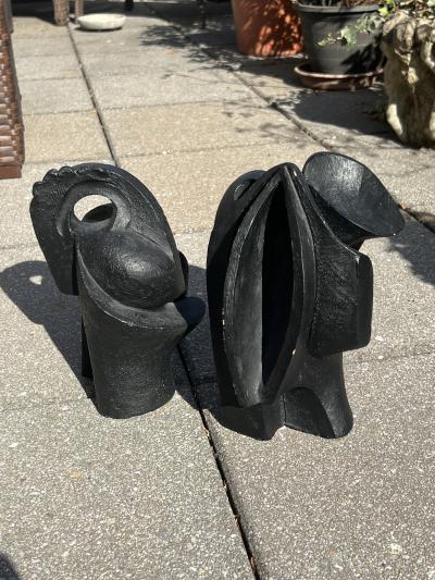Lynn Chadwick SIGNED POST MODERNIST BLACK TERRACOTTA FIGURES
