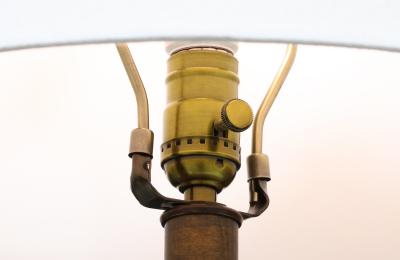 Lynn F Mrs Lawrence D Egbert Lynn Lawrence Carved Biomorphic Oak Table Lamp for Modeline of CA