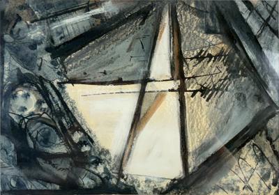Lyonel Feininger ABSTRACT CUBIST WATERCOLOR IN THE MANNER OF LYONEL FEININGER