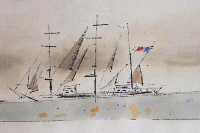 Lyonel Feininger Bauhaus Untitled French Barque under Staysail 