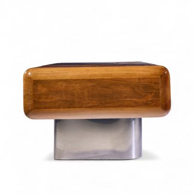 M F Harty M F Harty for Stow Davis Mid Century Walnut Chrome and Glass Executive Desk