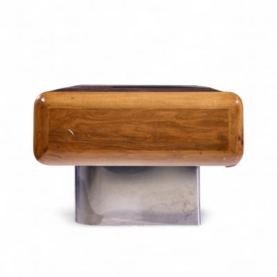 M F Harty M F Harty for Stow Davis Mid Century Walnut Chrome and Glass Executive Desk