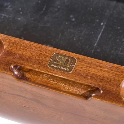 M F Harty M F Harty for Stow Davis Mid Century Walnut Chrome and Glass Executive Desk