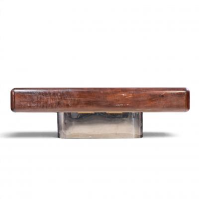 M F Harty M F Harty for Stow Davis Mid Century Walnut Chrome and Glass Executive Desk