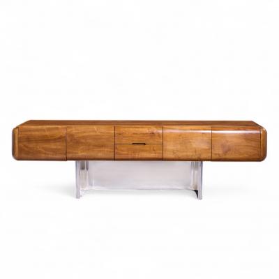 M F Harty M F Harty for Stow Davis Tomorrow Chrome and Walnut Floating Credenza