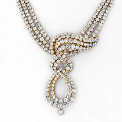 M GERARD 18K YELLOW GOLD 80 CARAT ROUND DIAMOND COLLAR DROP NECKLACE