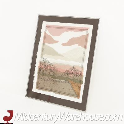 M P Marion Mid Century Landscape Mixed Media Collage