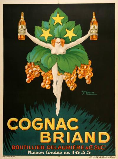 M St phane Original Cognac Briand Lithographic Poster