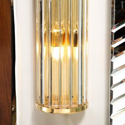 M Tosso Mid Century Hand Blown Murano Glass Rod Brass Sconces Signed Tosso Murano