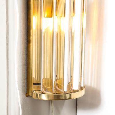 M Tosso Mid Century Hand Blown Murano Glass Rod Brass Sconces Signed Tosso Murano