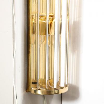 M Tosso Mid Century Hand Blown Murano Glass Rod Brass Sconces Signed Tosso Murano