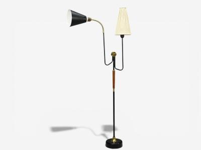 M llers Armatur Eskilstuna Floor Lamp Lacquered Metal Teak Sweden 1950s