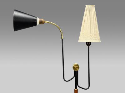 M llers Armatur Eskilstuna Floor Lamp Lacquered Metal Teak Sweden 1950s