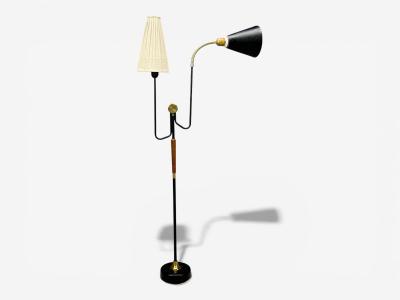 M llers Armatur Eskilstuna Floor Lamp Lacquered Metal Teak Sweden 1950s