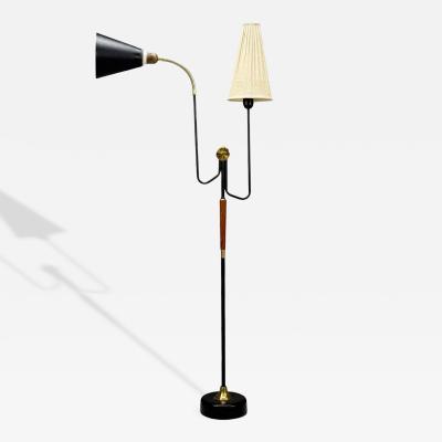 M llers Armatur Eskilstuna Floor Lamp Lacquered Metal Teak Sweden 1950s