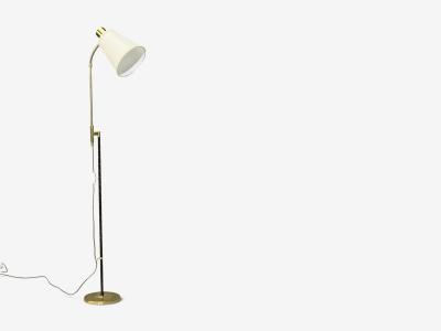 M llers Armatur Eskilstuna Floor Lamp Leather Brass Sweden 1950s
