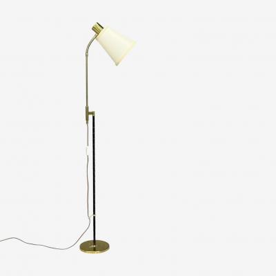 M llers Armatur Eskilstuna Floor Lamp Leather Brass Sweden 1950s