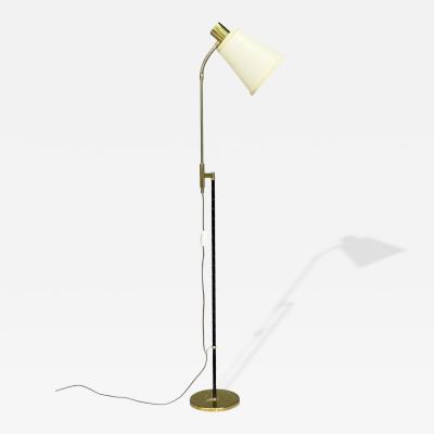 M llers Armatur Eskilstuna Floor Lamp Leather Brass Sweden 1950s