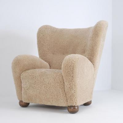 M rta Blomstedt Highback M rta Blomstedt Aulanko Armchair in Honey Natural Sheepskin 1940s