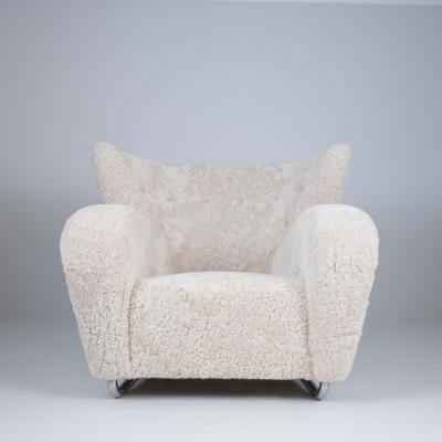 M rta Blomstedt M rta Blomstedt Original Aulanko Lounge Chair In Sheepskin Steel Legs 1939