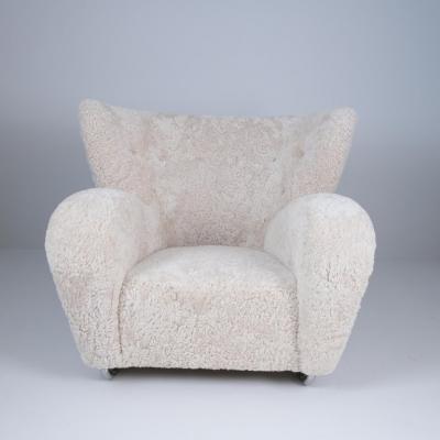 M rta Blomstedt M rta Blomstedt Original Aulanko Lounge Chair In Sheepskin Steel Legs 1939