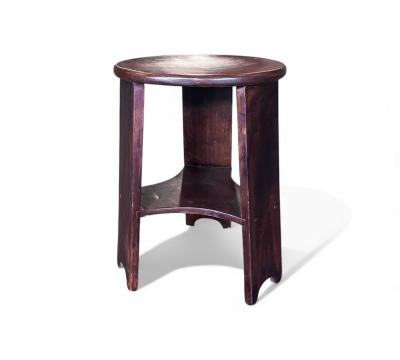 M veis Cimo Brazilian Mid Century Three Legged Round Stool in Hardwood Cimo