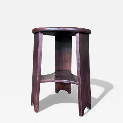 M veis Cimo Brazilian Mid Century Three Legged Round Stool in Hardwood Cimo