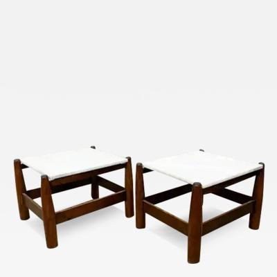 M veis Cimo Brazilian Modern Side Tables Set in Imbuia hardwood and Marble top by Cimo 1950s