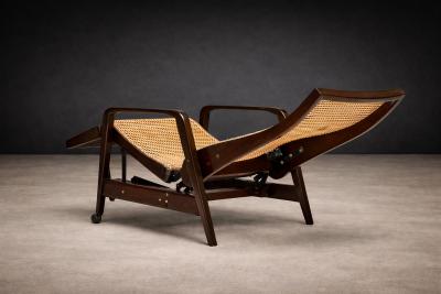 M veis Gerdau Reclining Sun Chaise Lounge in Hardwood Caning by Walter Gerdau 1940s