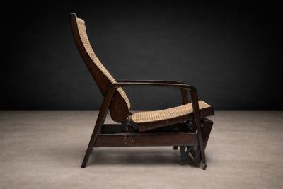 M veis Gerdau Reclining Sun Chaise Lounge in Hardwood Caning by Walter Gerdau 1940s