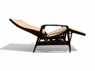 M veis Gerdau Reclining Sun Chaise Lounge in Hardwood Ultrasuede Walter Gerdau 1940s