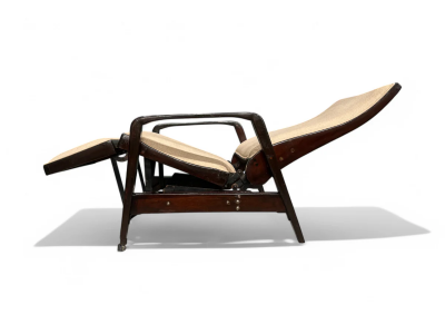 M veis Gerdau Reclining Sun Chaise Lounge in Hardwood Ultrasuede Walter Gerdau 1940s