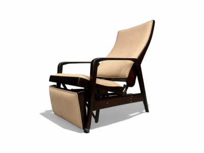 M veis Gerdau Reclining Sun Chaise Lounge in Hardwood Ultrasuede Walter Gerdau 1940s