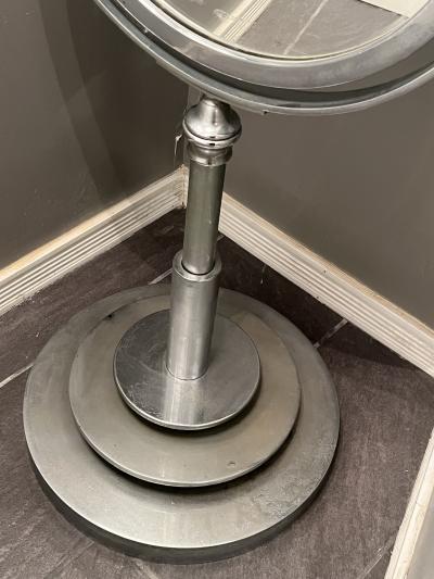 MAGNIFICENT ART DECO MODERNIST CHROME FRAMED SWIVELING DRESSING MIRROR