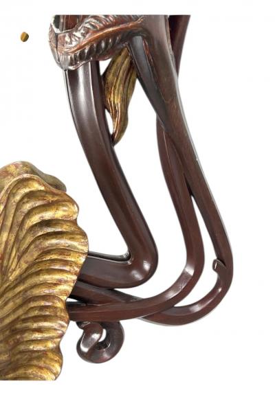 MAGNIFICIENT ART NOUVEAU MAHOGANY GILT LEAF WITH VINES FORM MIRROR